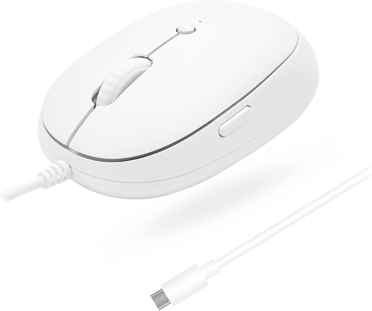 USB C Wired Mouse for Mac with Back Button - Clean and Simple for Mac and PC - Plug and Play Type C Mouse for MacBook Pro/Air with 4 DPI Modes - White