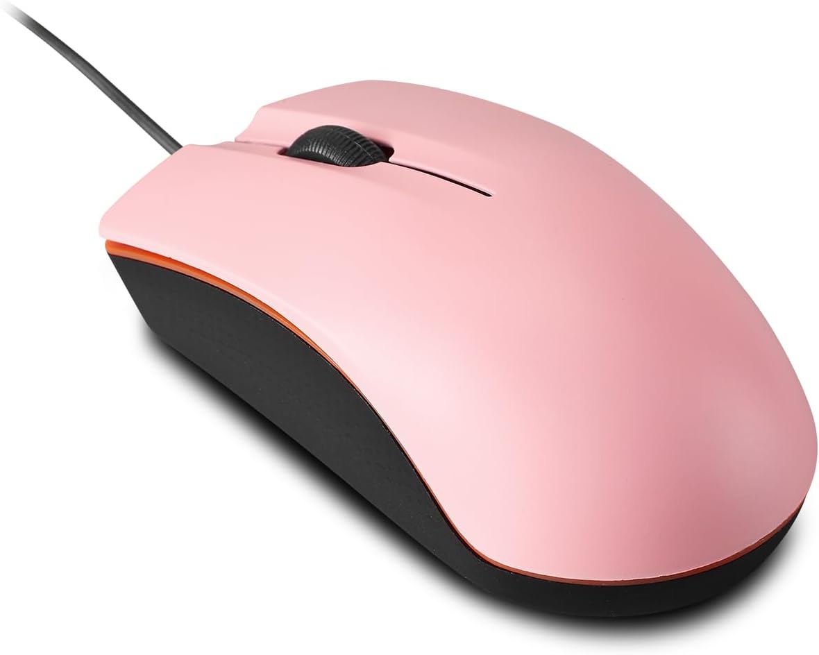 Wired Mouse, USB Wired Computer Mouse for Right or Left Hand, Ergonomic Computer Mouse with Durable Clicks for PC, Computer, Laptop, Desktop, Chromebook, Notebook, Mac (Pink)