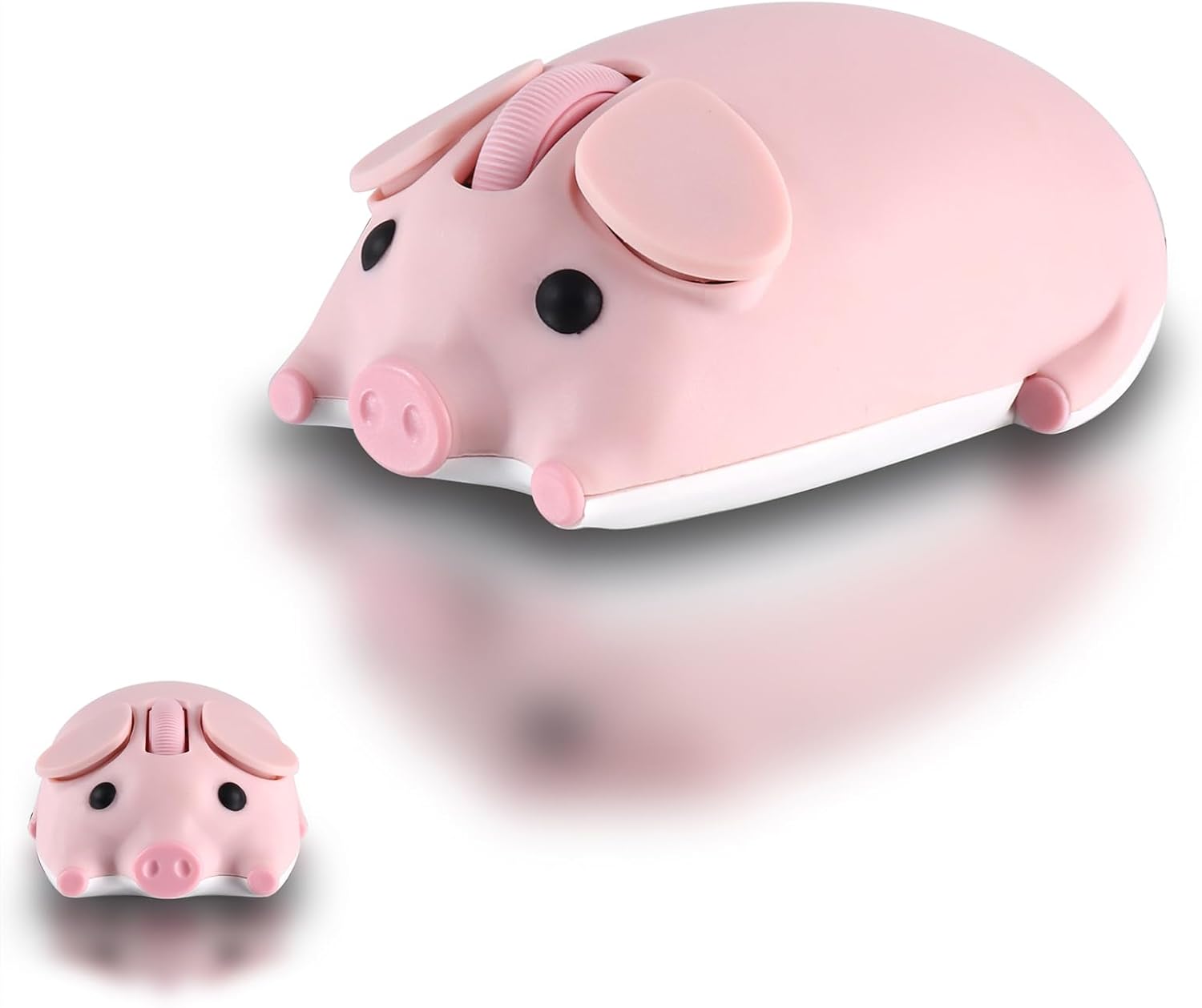 Cute Pig Design Wireless Mouse Dual Mode Bluetooth & USB Mouse, Silent Operation, Ergonomic, Perfect for Laptops & PCs, Ideal Gift for Animal Lovers and Family (Pink)