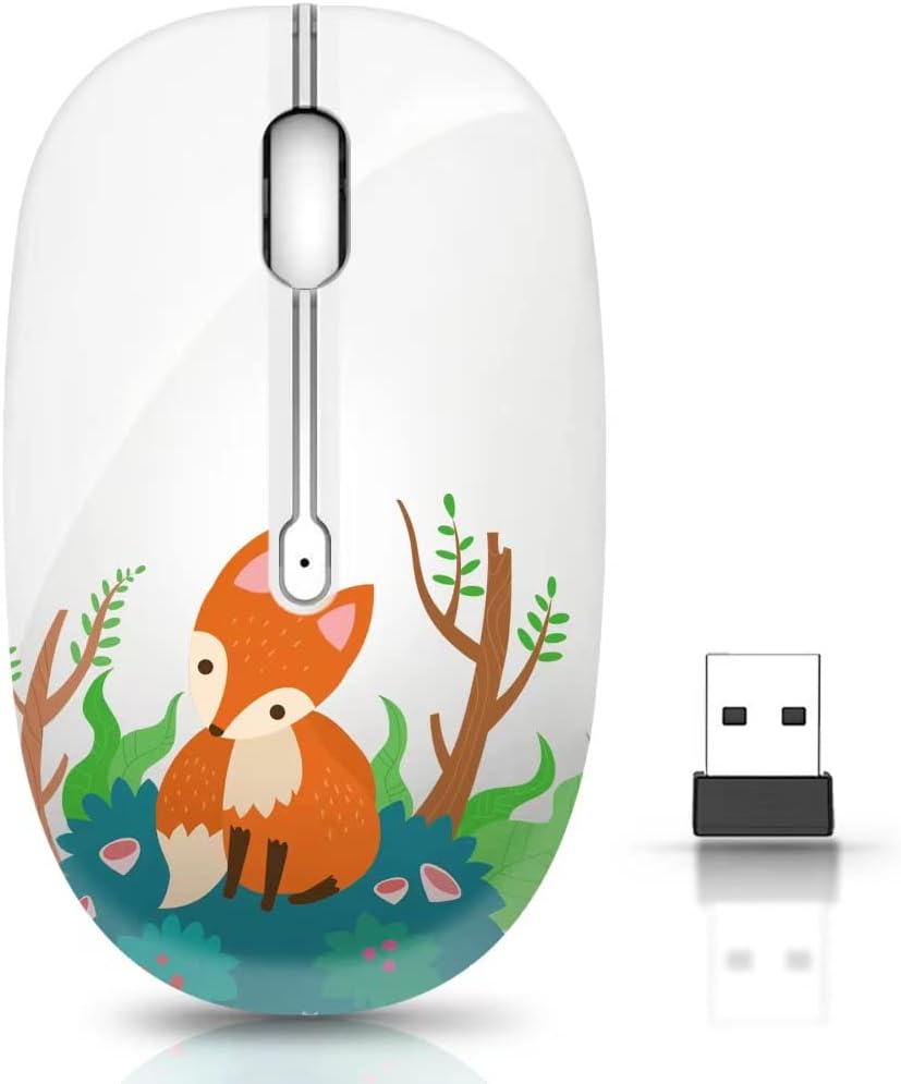 Wireless Mouse with Nano Receiver for PC, Laptop, Notebook, Computer, MacBook, Less Noise, Portable Mobile Optical Mice.(Fox)