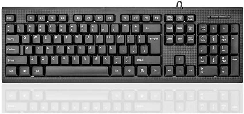 Wired Computer Keyboard, Plug Play USB, Large Number Pad, LED Indicators,Ergonomic, Foldable Stands,Anti-Wear Letters Full Size Keyboard,for Windows Mac PC Laptop-Black
