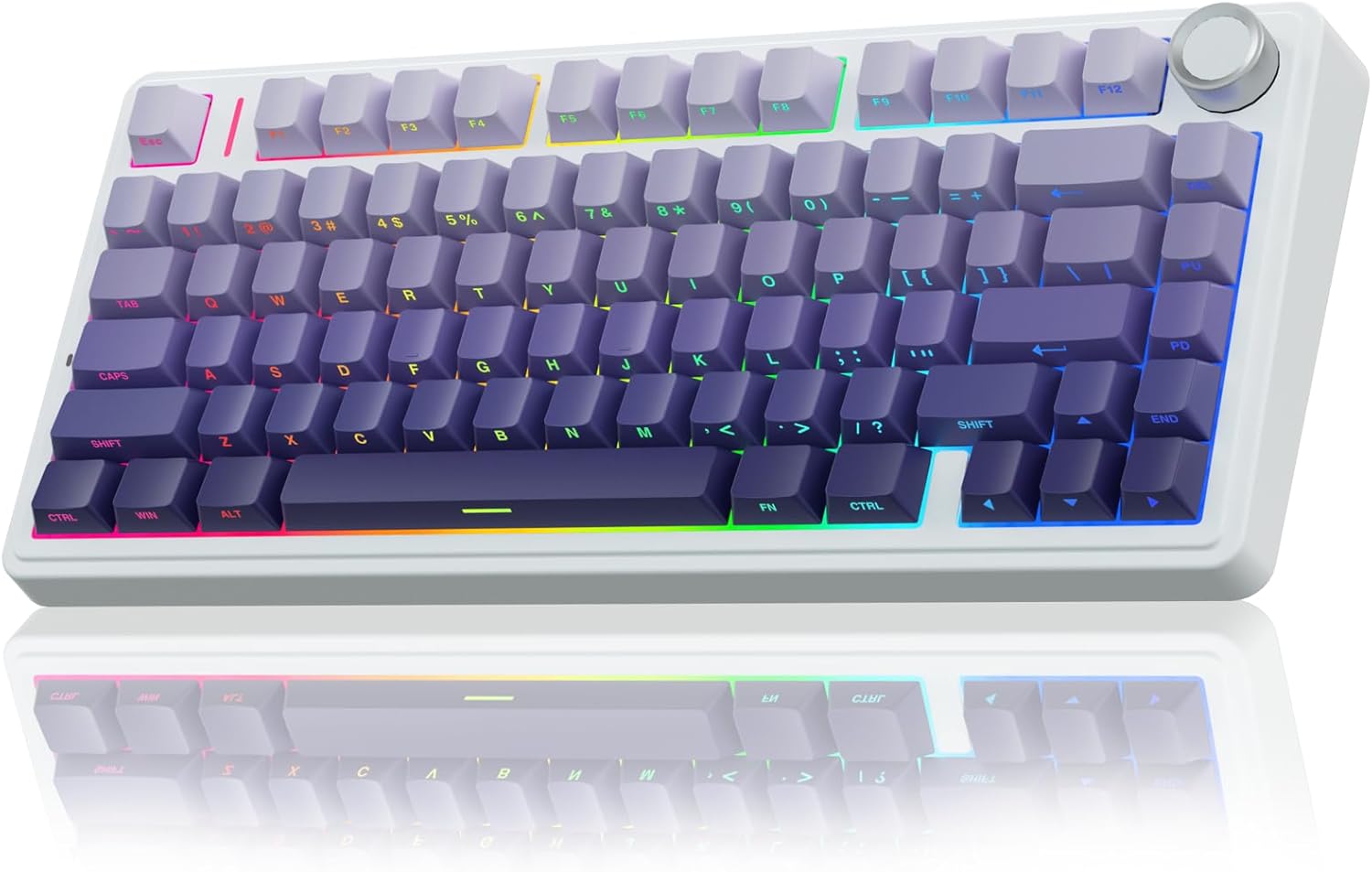 Wireless Mechanical Keyboard,75% Hot Swappable Custom Keyboard,RGB Backlit,Pre-lubed Linear Switches,Side Printed  Keycaps Mechanical Gaming Keyboards,Gradient Purple