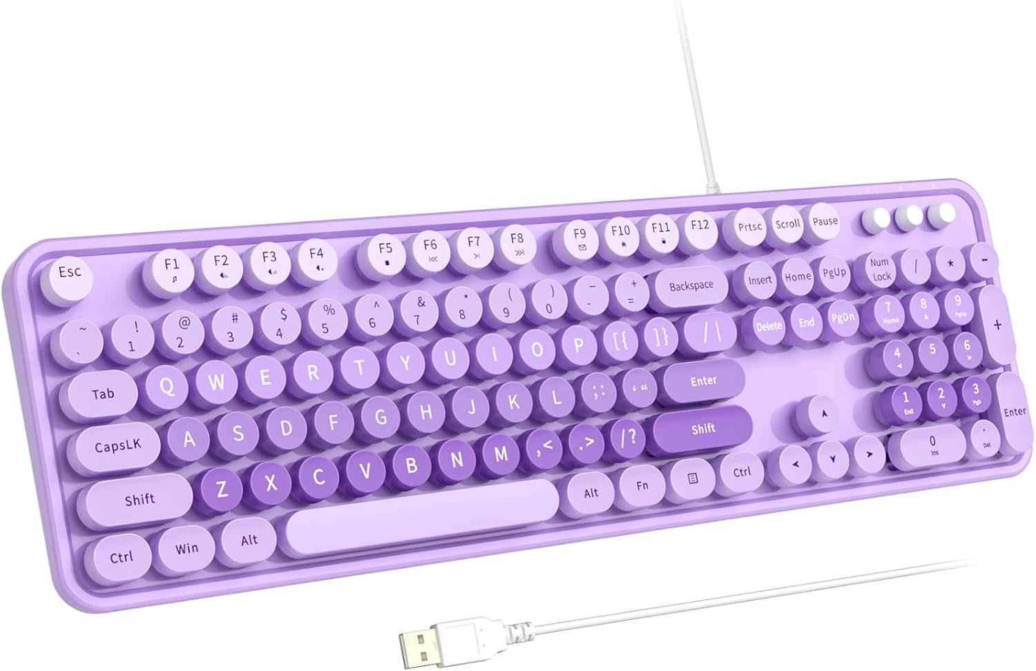 Large Print Keyboard, USB Wired Computer Keyboard, Full Size Keyboard with Number Pad for PC Laptop Desktop Windows 7 8 10 11 (Purple Colorful)