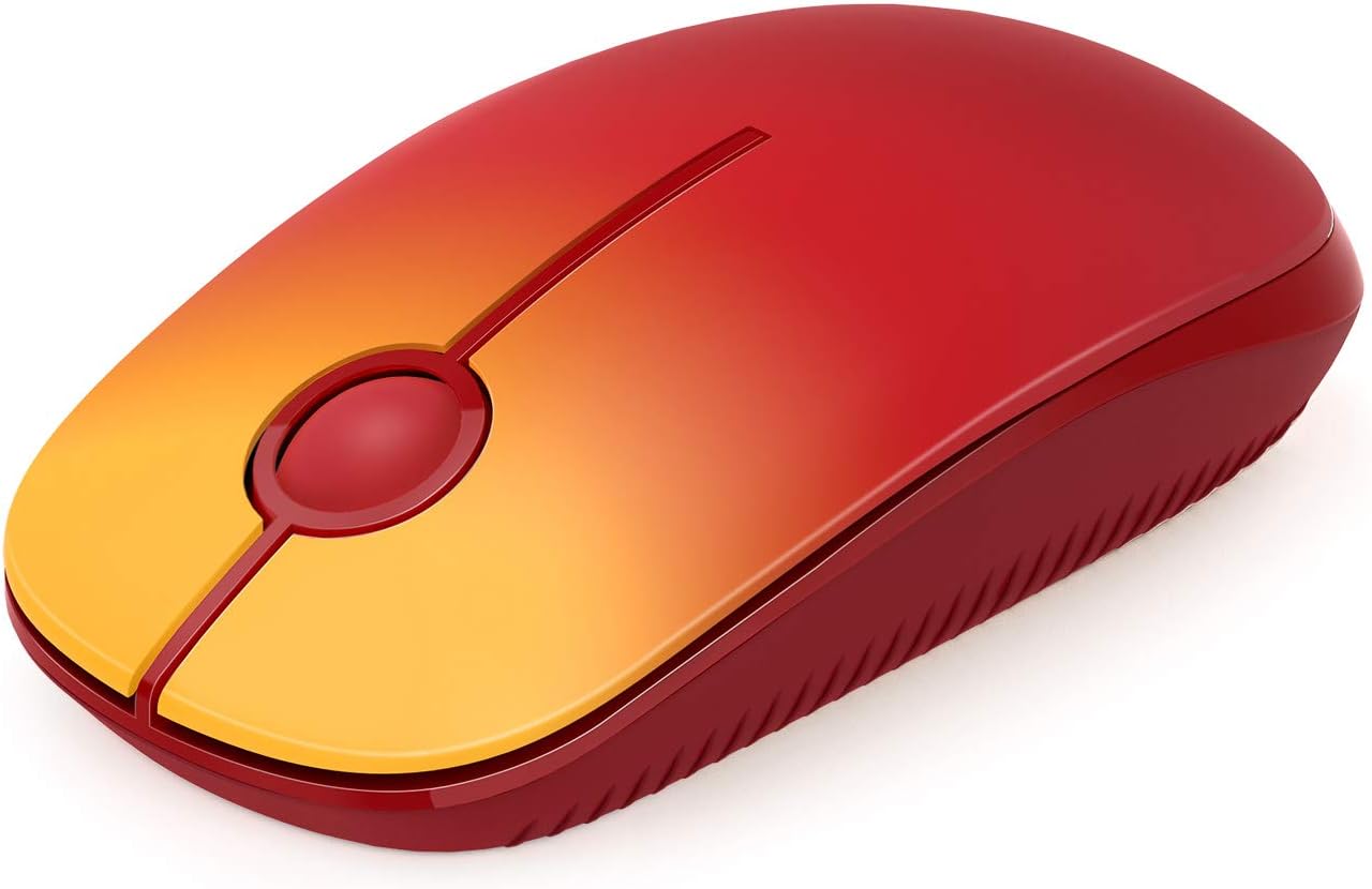 Wireless Mouse - 2.4G Slim Portable Computer Mouse with Nano Receiver, Less Noise Mobile Optical Mice for Notebook, PC, Laptop, Computer, Mac (Gradient Yellow to Red)