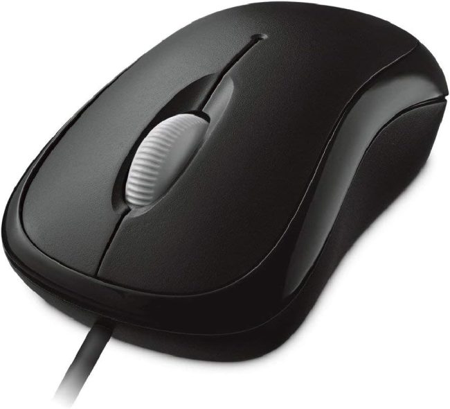 Basic Optical Mouse - Black. Comfortable, Right/Left Hand Use, Ergonomic Design, Wired USB Mouse, for PC/Laptop/Desktop