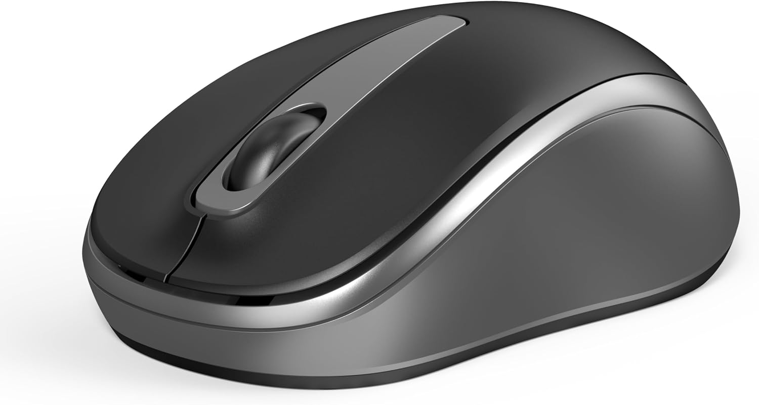 Wireless Mouse, Silent Small Traval Mouse with USB, 2400 DPI, 2.4GHz Quiet Portable Computer Mice for Chromebook, Notebook - Black