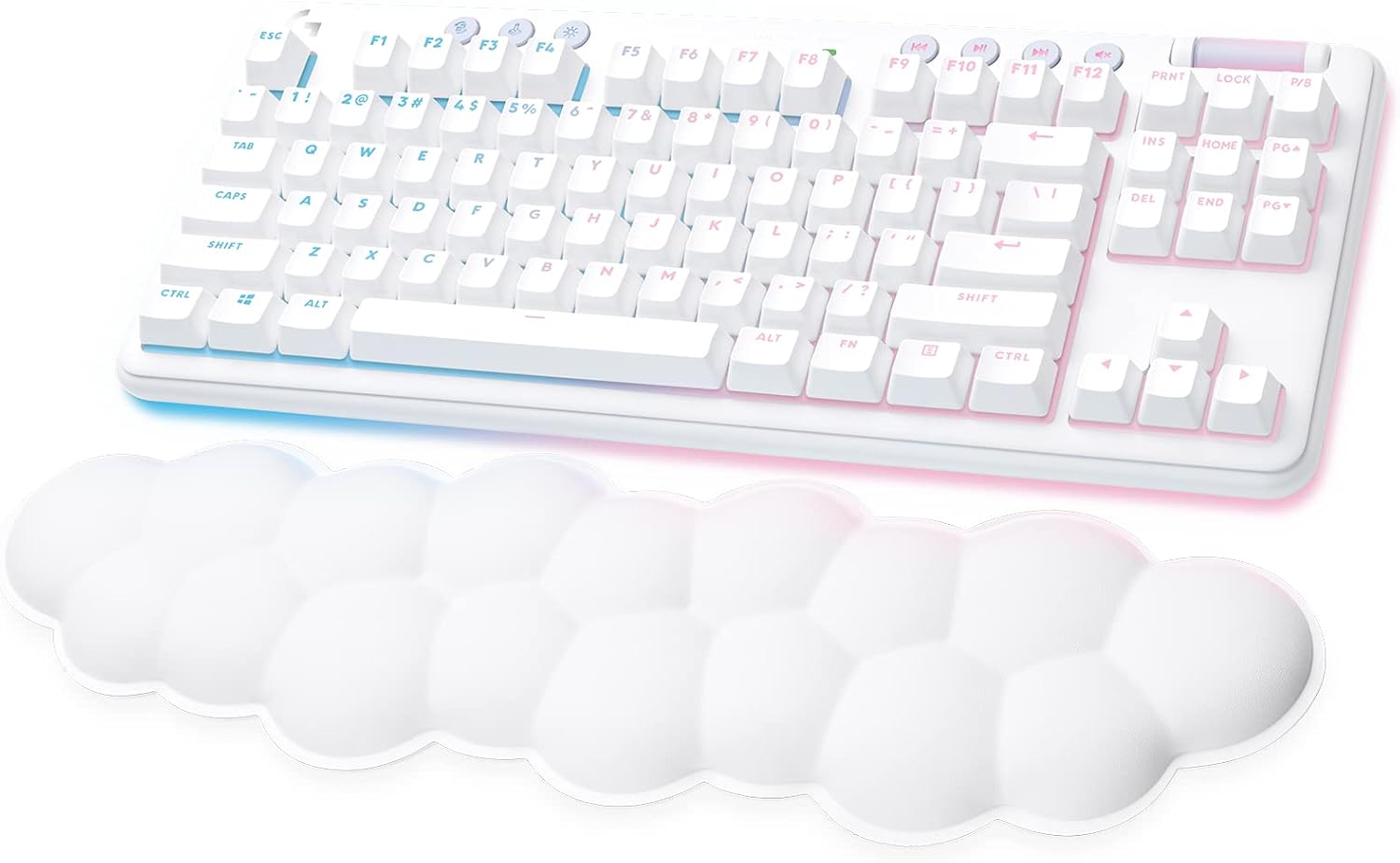 G715 Wireless Mechanical Gaming Keyboard with  RGB, , Tactile Switches (GX Brown), and Keyboard Palm Rest, PC/Mac Compatible - White Mist