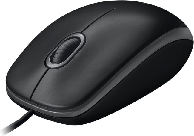 M100 Corded Mouse – Wired USB Mouse for Computers and Laptops, for Right or Left Hand Use, Black