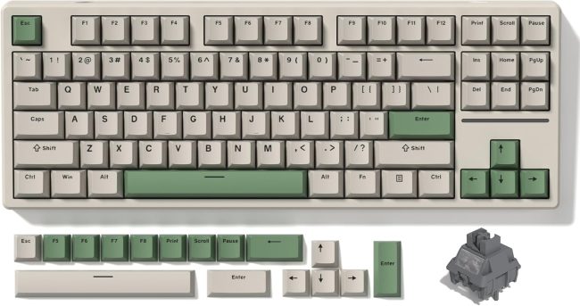 WK87 75% TKL Wireless Mechanical Gaming Keyboard, 2.4Ghz/Bluetooth/USB-C Gasket Hot Swappable RGB Backlits Custom Keyboard with 5000mAh Battery, Pre-lubed POM Linear Switches (Gray)